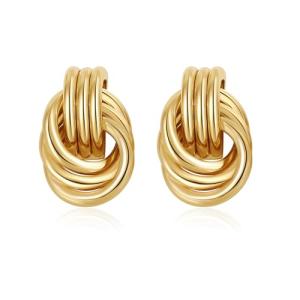 Trendy Gold Plated Knot Dangle Earrings for Women