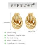 Trendy Gold Plated Knot Dangle Earrings for Women
