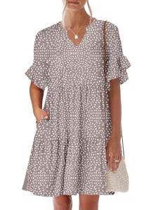 Trendy Ruffle A-Line Mini Beach Dress with Pockets