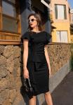 Vintage Black Ruffle Sleeve Bodycon Midi Dress