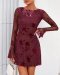 BTFBM Floral Long Sleeve Wedding Guest Dress