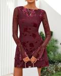BTFBM Floral Long Sleeve Wedding Guest Dress