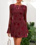 BTFBM Floral Long Sleeve Wedding Guest Dress