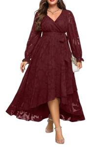 Burgundy Plus Size Floral Maxi Dress
