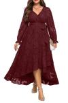 Burgundy Plus Size Floral Maxi Dress