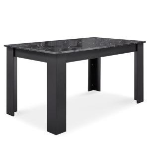 High Gloss Black Marble Dining Table for 4