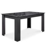 High Gloss Black Marble Dining Table for 4