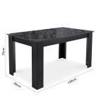 High Gloss Black Marble Dining Table for 4