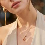 MEVECCO Gold-Plated Birthstone Sun Necklace for Women