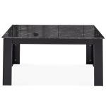High Gloss Black Marble Dining Table for 4