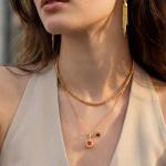 MEVECCO Gold-Plated Birthstone Sun Necklace for Women
