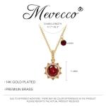 MEVECCO Gold-Plated Birthstone Sun Necklace for Women