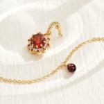 MEVECCO Gold-Plated Birthstone Sun Necklace for Women