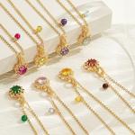MEVECCO Gold-Plated Birthstone Sun Necklace for Women