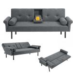 Panana Click Clack Gray Sofa Bed with Cup Holders