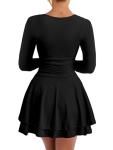 Kaximil Women's Black Square Neck Mini Dress