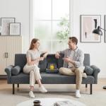 Panana Click Clack Gray Sofa Bed with Cup Holders