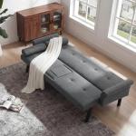 Panana Click Clack Gray Sofa Bed with Cup Holders