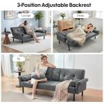 Panana Click Clack Gray Sofa Bed with Cup Holders