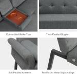 Panana Click Clack Gray Sofa Bed with Cup Holders