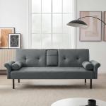 Panana Click Clack Gray Sofa Bed with Cup Holders