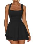 Kaximil Women's Black Square Neck Party Mini Dress