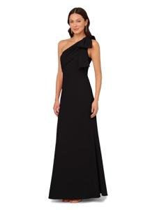 Adrianna Papell One-Shoulder Black Evening Gown