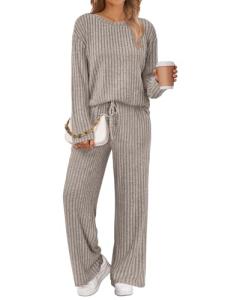 LILLUSORY Women's 2-Piece Lounge Set in Khaki