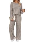 LILLUSORY Women's 2-Piece Lounge Set in Khaki