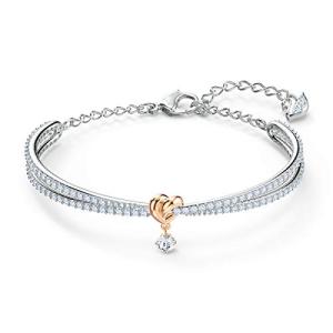 Swarovski Heart Bangle Bracelet with Rose-Gold Accent