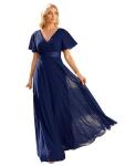 Navy Blue Chiffon Empire Waist Summer Dress
