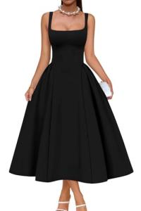 Elegant Black Swing Midi Dress for Women