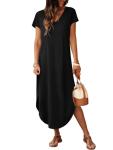 RUMIA Women's V Neck Maxi Dress with Pockets