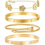 4-Pack 18K Gold Plated Bracelets for Women