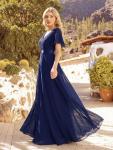 Navy Blue Chiffon Empire Waist Summer Dress