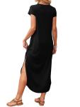 RUMIA Women's V Neck Maxi Dress with Pockets
