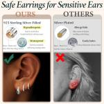 Sterling Silver Huggie Hoop Earrings Set for Women