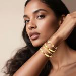 4-Pack 18K Gold Plated Bracelets for Women