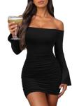 Chic Black Off Shoulder Bodycon Mini Dress