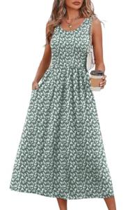WIHOLL Women's Sleeveless Floral Midi Dress