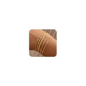 14K Gold Plated Stackable Charm Bracelets Set
