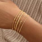 14K Gold Plated Stackable Charm Bracelets Set