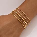 14K Gold Plated Stackable Charm Bracelets Set