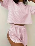 Ekouaer Women's Pink Striped Pajama Set