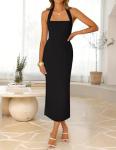 ZESICA Women's Halter Neck Midi Dress in Black