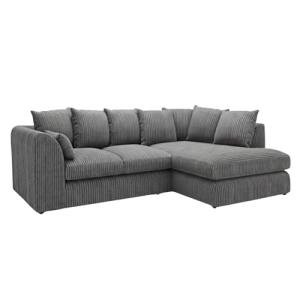 Gamzo Soft Jumbo Cord Corner Sofa, Charcoal Grey