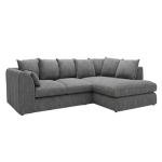 Gamzo Soft Jumbo Cord Corner Sofa, Charcoal Grey