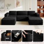 Vesgantti Oversized U-Shaped Modular Sofa with Ottomans