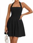 Women's Black Halter Neck Mini Dress 2026
