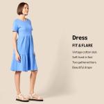 Amazon Essentials Women's Blue Tiered Dress, Large